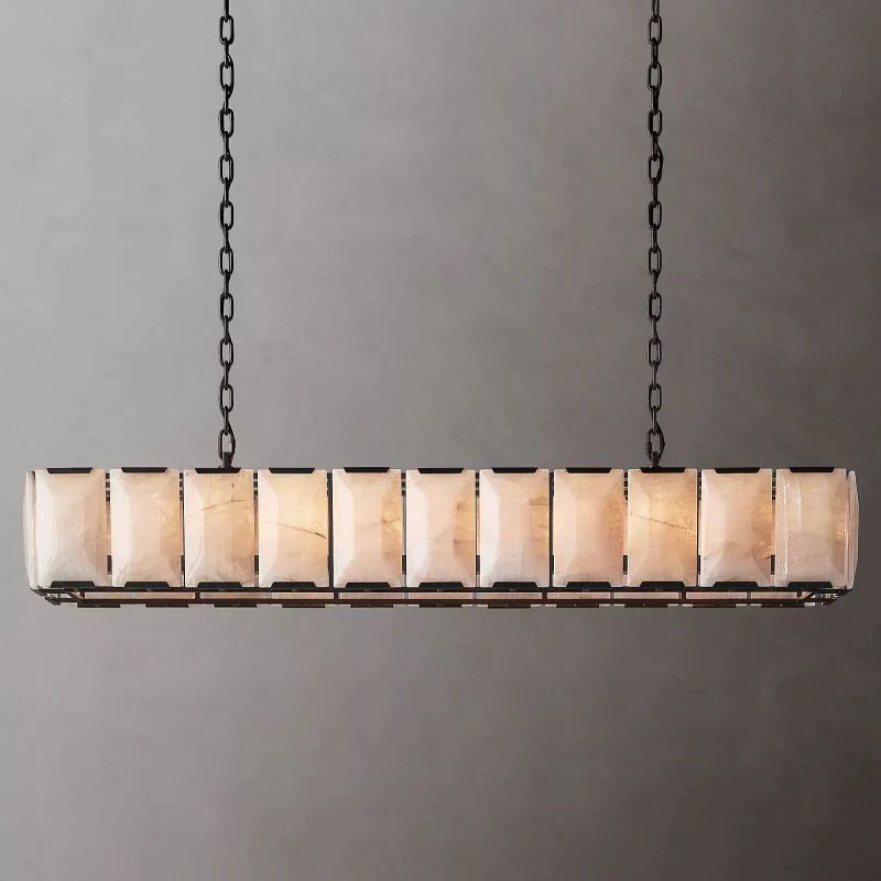 Harlou Alabaster Rectangular Dining Room Chandelier 74"