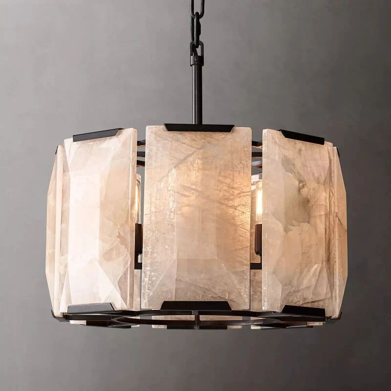 Harlou Alabaster Dining Room Round Chandelier 19"