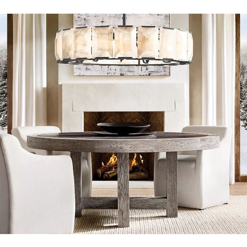 Harlou Alabaster Dining Room Round Chandelier 19"