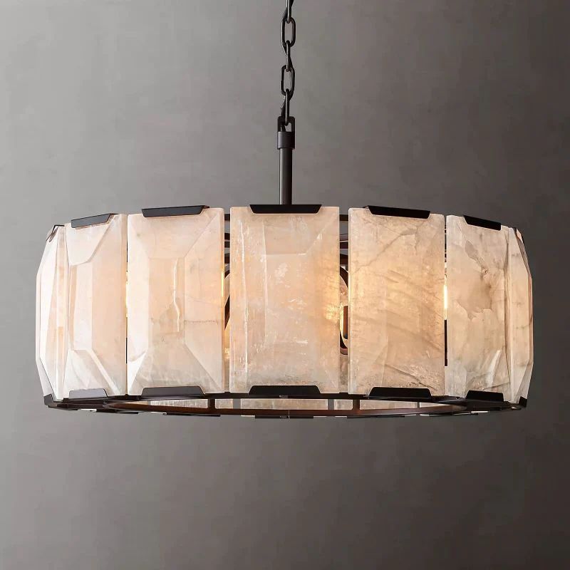 Harlou Alabaster Round Dining Room Chandelier 31"