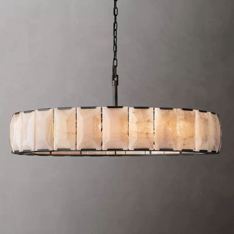 Harlou Alabaster Round Dining Room Chandelier 60"