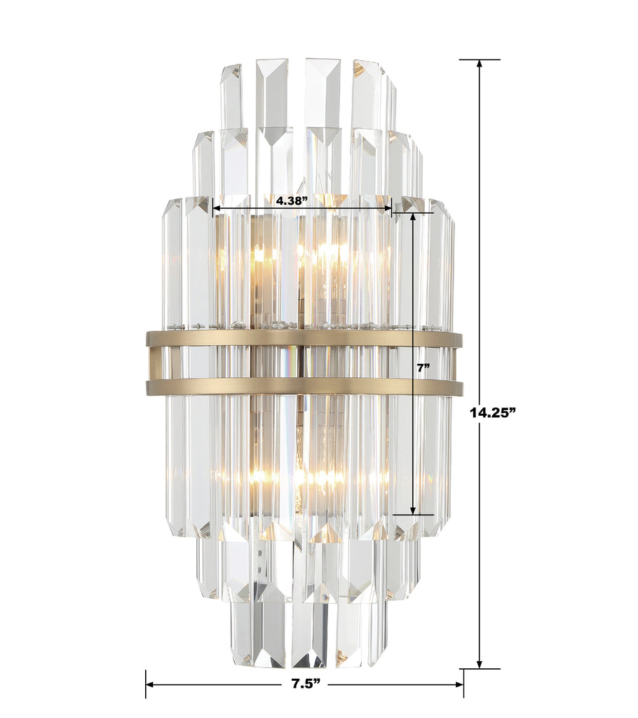Haky Crystal 2 Light Wall Sconce