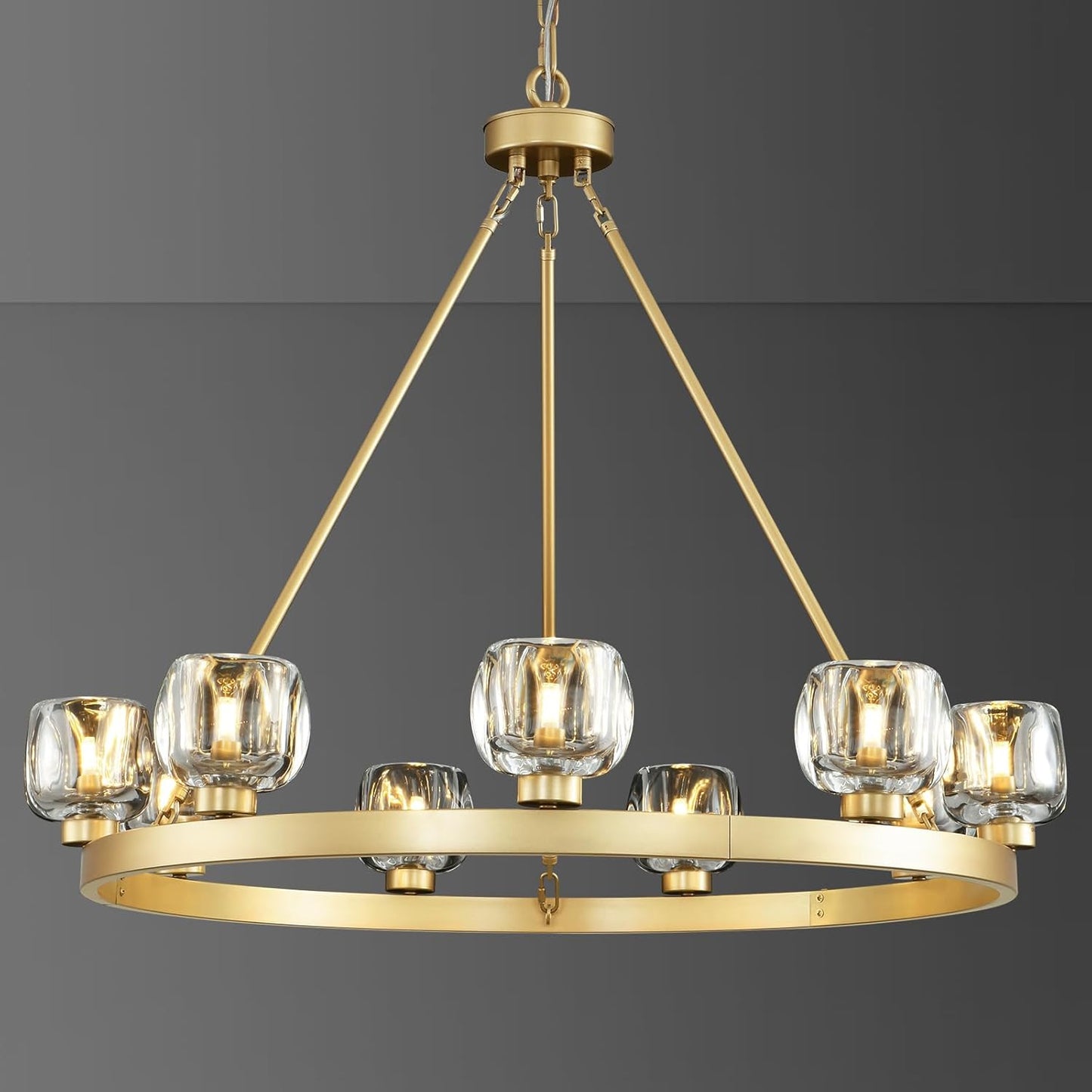 Wagon Wheel Glass Round Chandelier 24" 36" 48" 60"