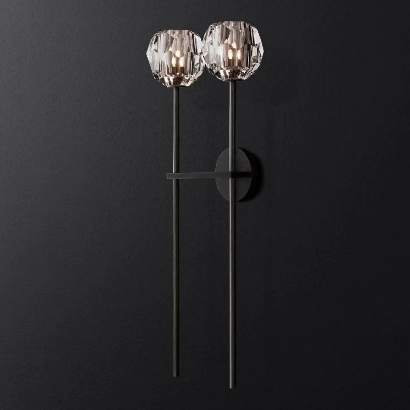Kristina Clear Glass Double Grand Bathroom Wall Sconce