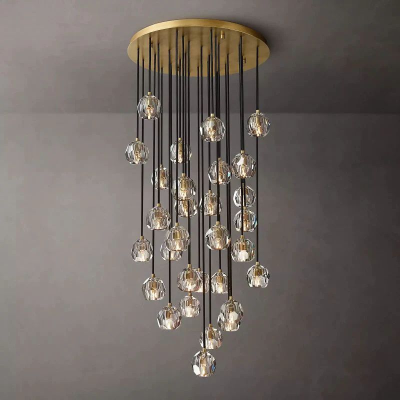Kristina Clear Glass Round Cluster Living Room Chandelier 30"