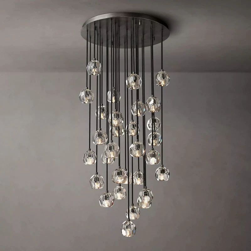 Kristina Clear Glass Round Cluster Living Room Chandelier 30"