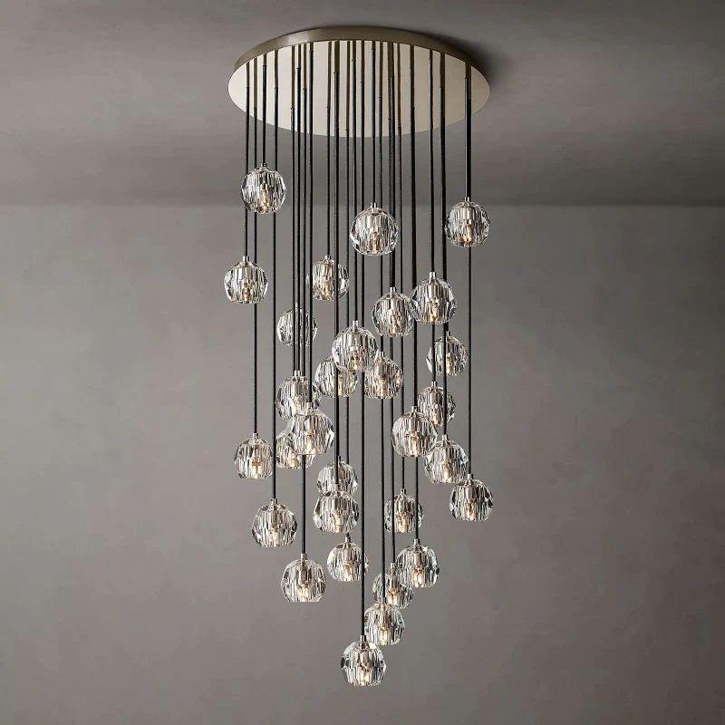 Kristina Clear Glass Round Cluster Living Room Chandelier 30"
