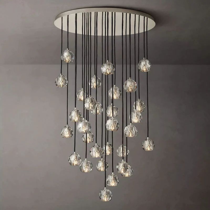 Kristina Clear Glass Round Cluster Living Room Chandelier 40"