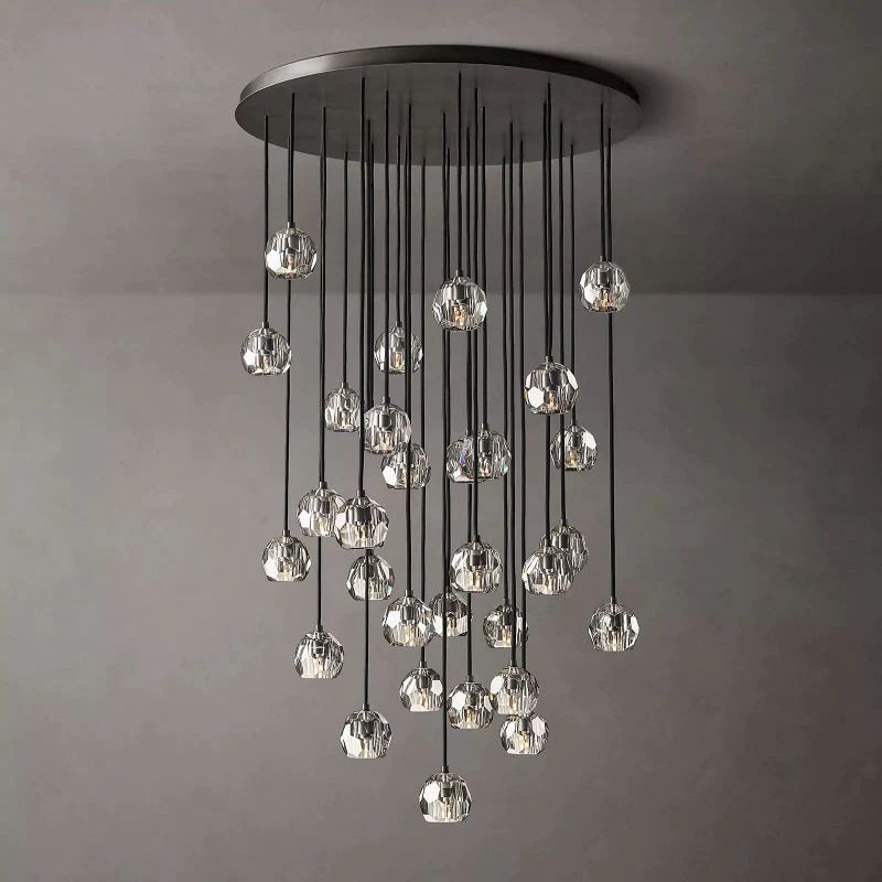 Kristina Clear Glass Round Cluster Living Room Chandelier 40"