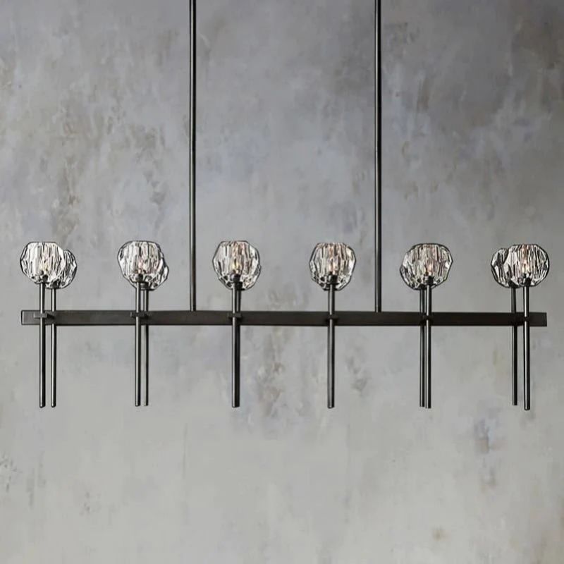 Kristina Glass Double Linear Dining Room Chandelier 60"
