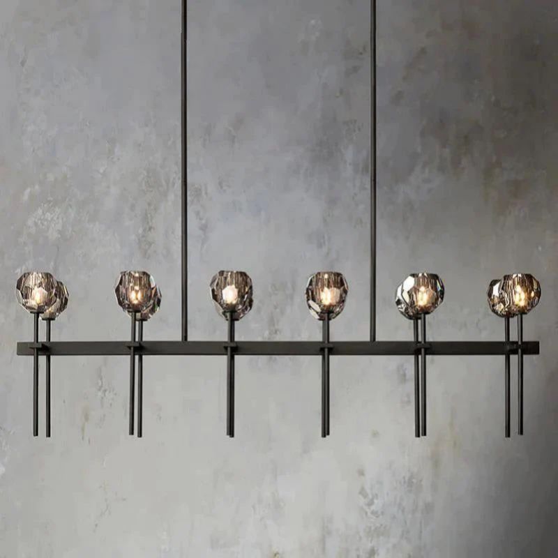Kristina Glass Double Linear Dining Room Chandelier 60"