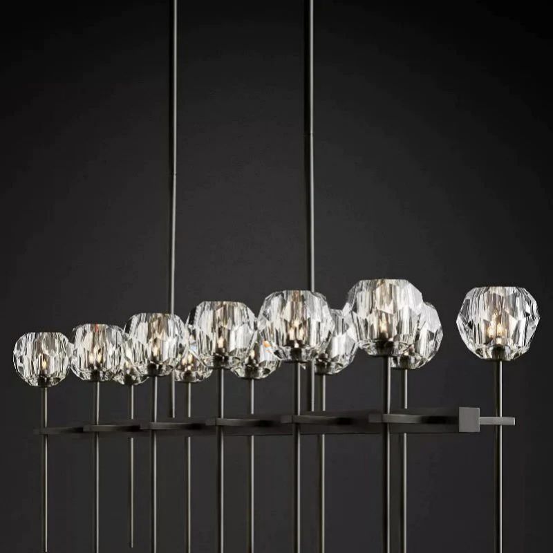 Kristina Glass Double Linear Dining Room Chandelier 60"