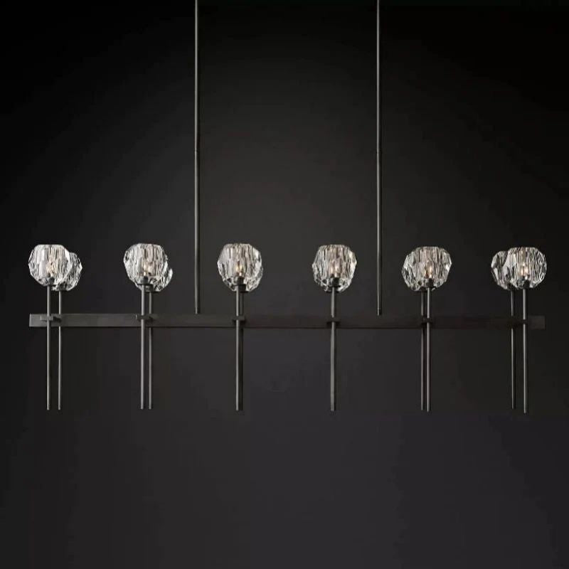 Kristina Glass Double Linear Dining Room Chandelier 60"