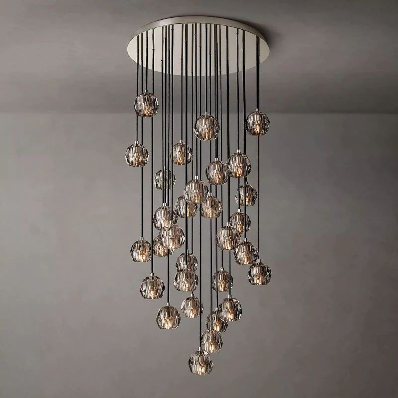 Kristina Smoke Glass Round Cluster Chandelier 30"