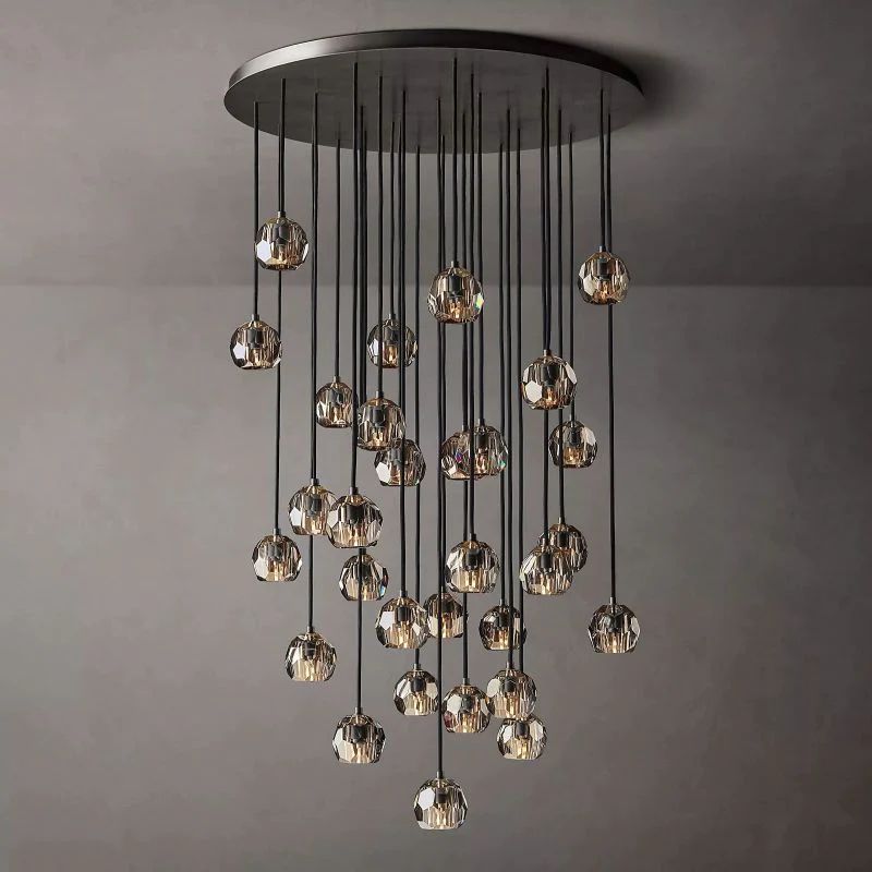 Kristina Smoke Glass Round Cluster Chandelier 40"