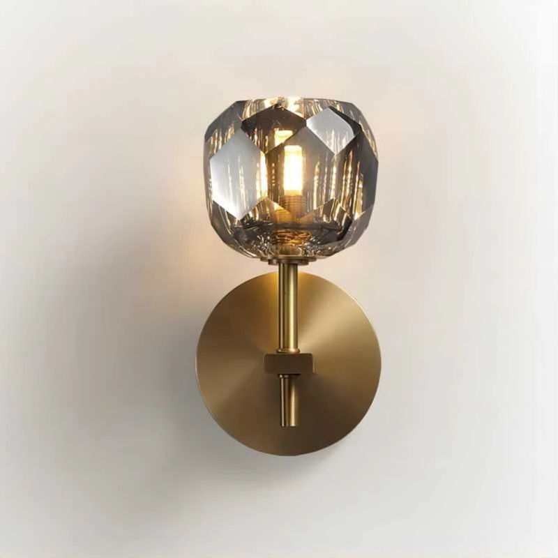 Kristina Smoke Glass Short Bathroom Wall Sconce