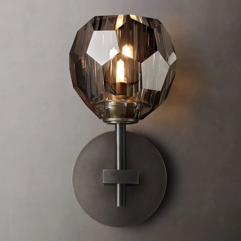 Kristina Smoke Glass Short Bathroom Wall Sconce