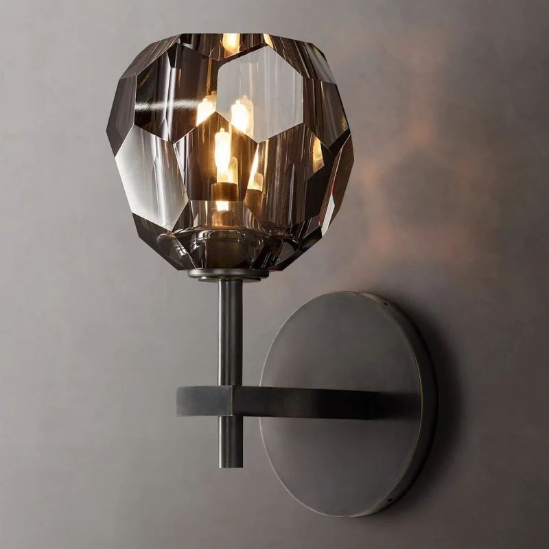 Kristina Smoke Glass Short Bathroom Wall Sconce