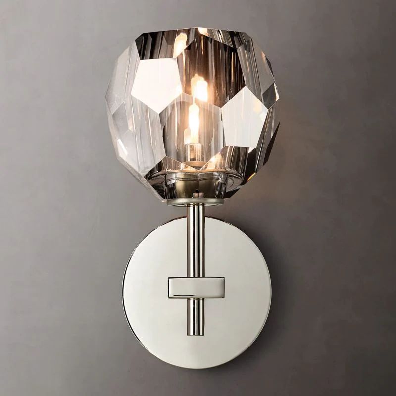 Kristina Smoke Glass Short Bathroom Wall Sconce