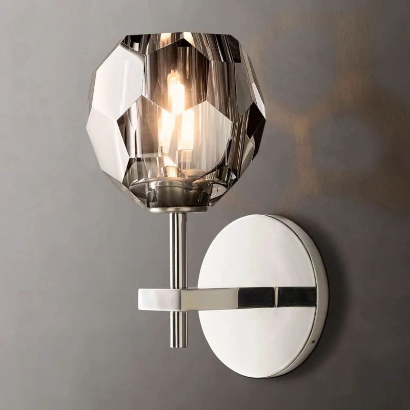Kristina Smoke Glass Short Bathroom Wall Sconce