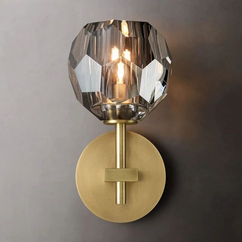 Kristina Smoke Glass Short Bathroom Wall Sconce