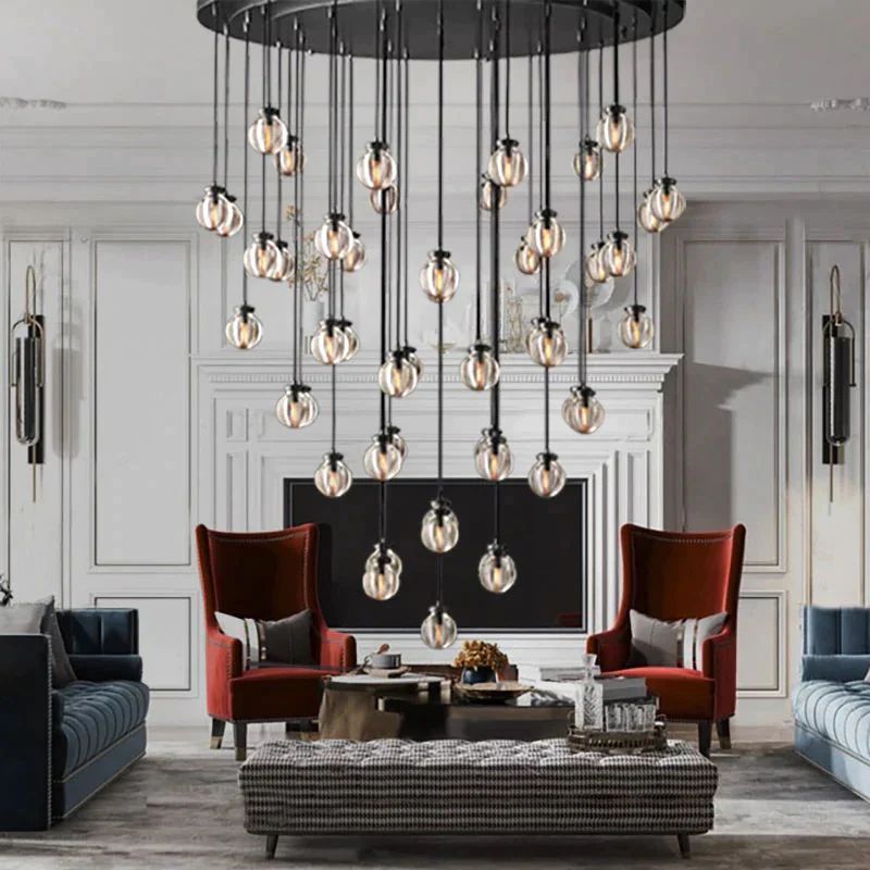 Pearl Round Chandelier 60" For Living Room