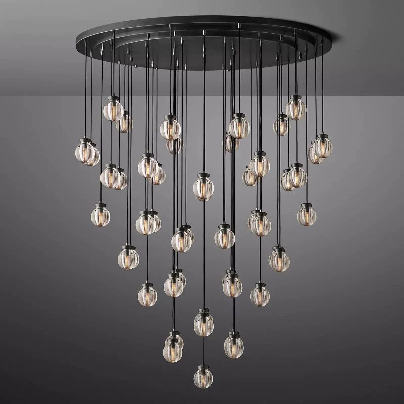 Pearl Round Chandelier 60" For Living Room