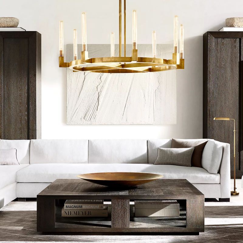 Cannele Glass Round Chandelier 72" For Living Room