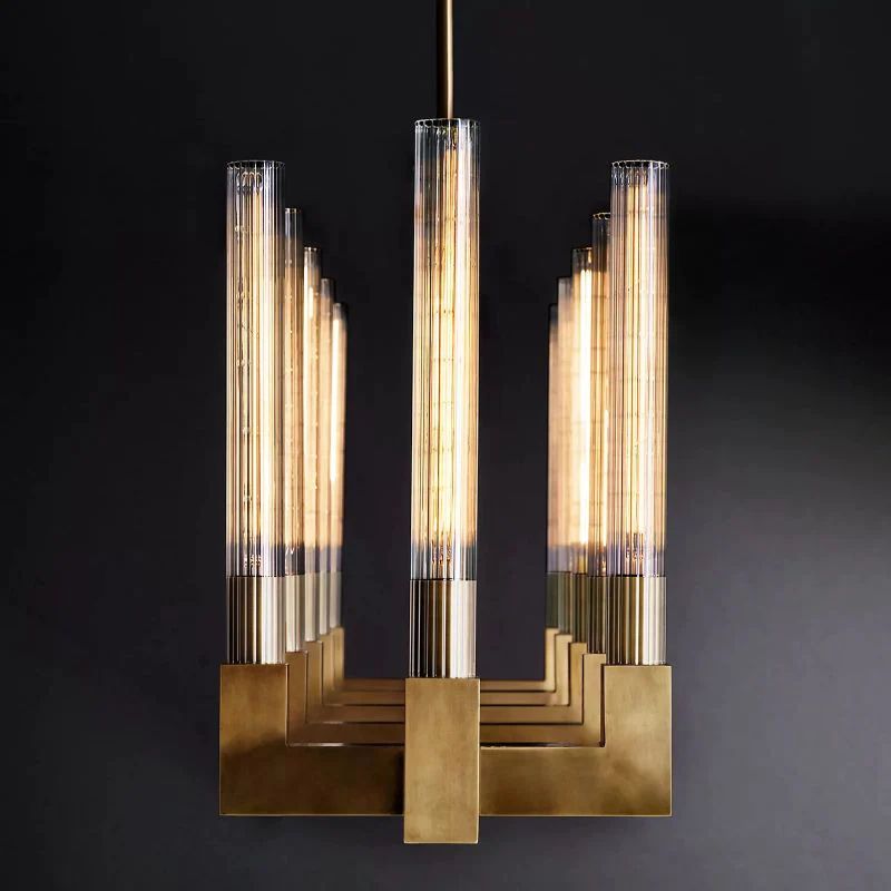 Cannele Glass Linear Dining Room Chandelier 55"