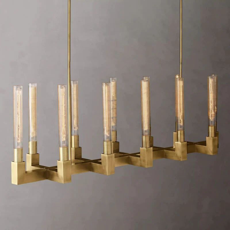 Cannele Glass Linear Dining Room Chandelier 55"