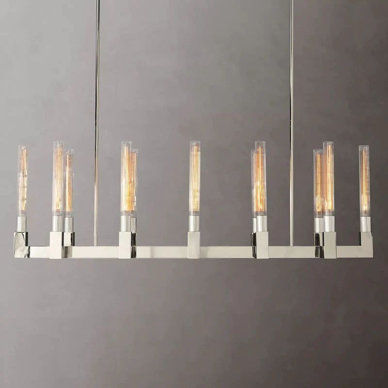 Cannele Glass Linear Dining Room Chandelier 55"