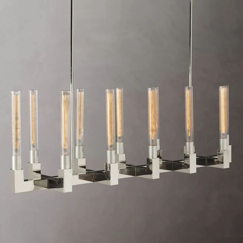 Cannele Glass Linear Dining Room Chandelier 55"