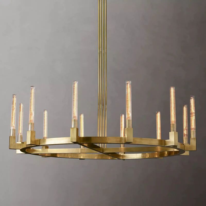 Cannele Glass Round Living Room Chandelier 60"