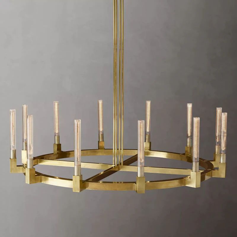 Cannele Glass Round Living Room Chandelier 60"