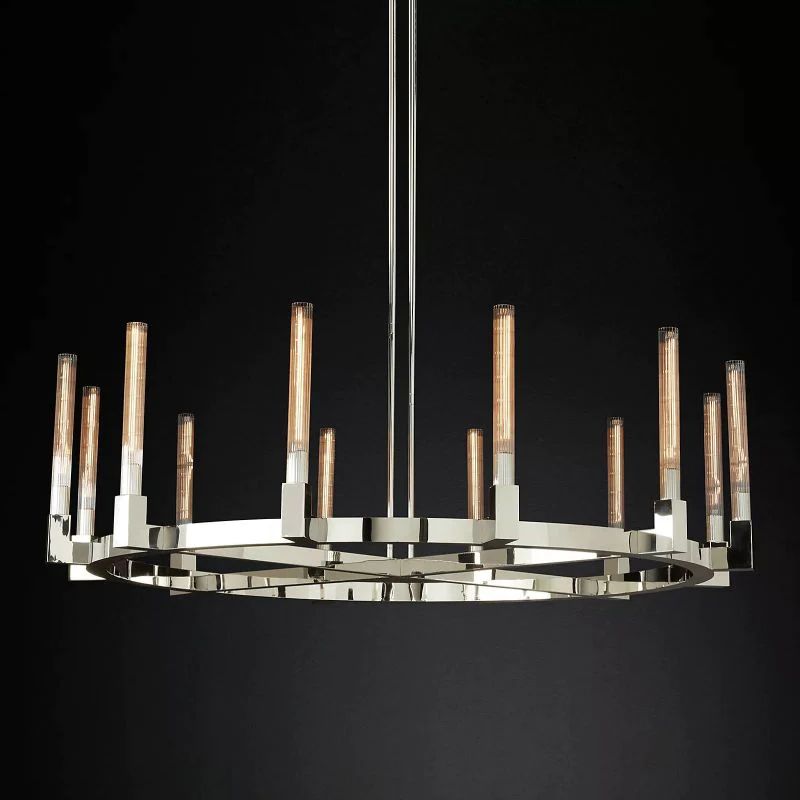 Cannele Glass Round Living Room Chandelier 60"