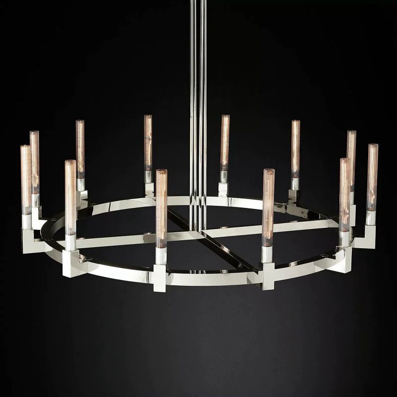 Cannele Glass Round Living Room Chandelier 60"