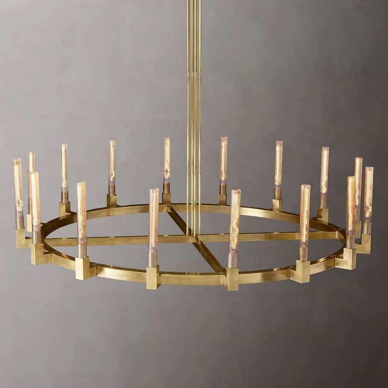 Cannele Glass Round Chandelier 72" For Living Room