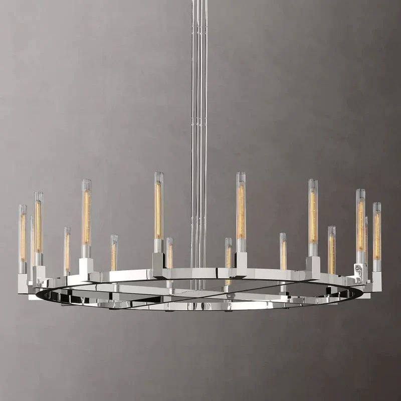 Cannele Glass Round Chandelier 72" For Living Room