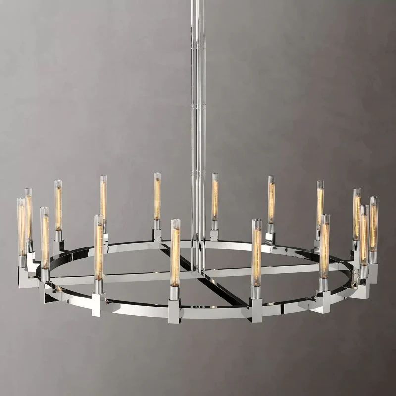 Cannele Glass Round Chandelier 72" For Living Room