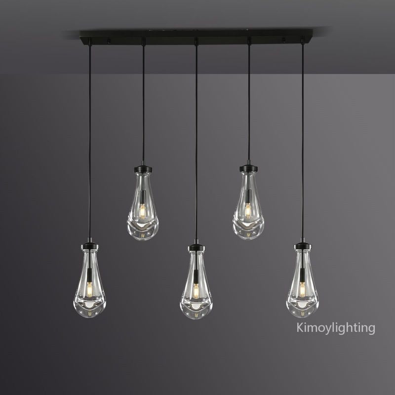 Raindrop Linear Dining Room Chandelier 5 Lights 36"L