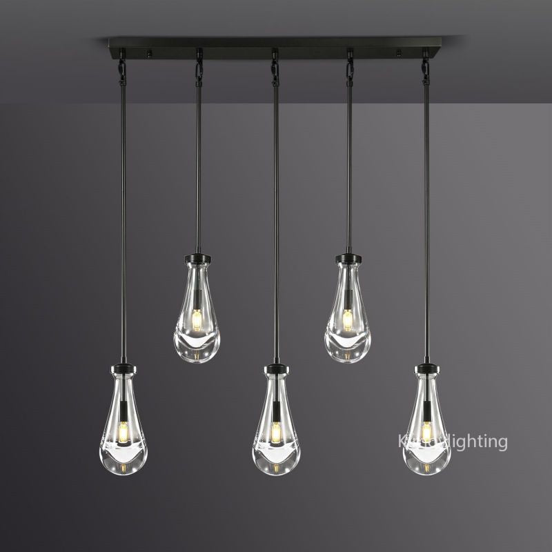 Raindrop Linear Dining Room Chandelier 5 Lights 36"L