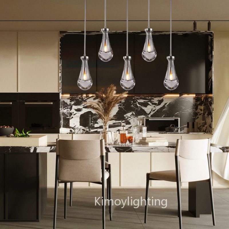 Raindrop Linear Dining Room Chandelier 5 Lights 36"L