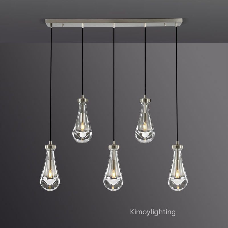 Raindrop Linear Dining Room Chandelier 5 Lights 36"L