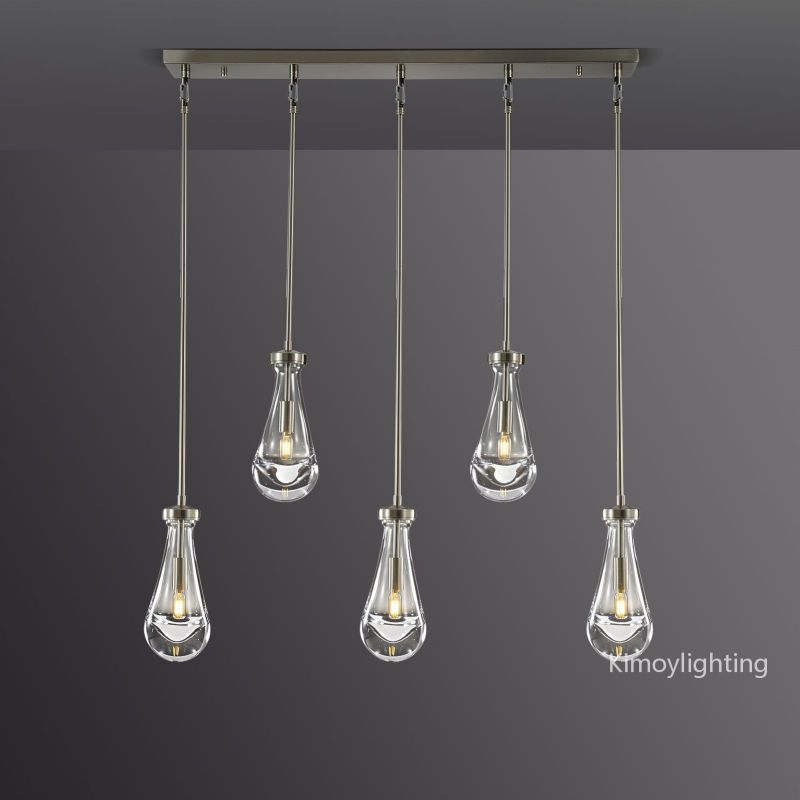 Raindrop Linear Dining Room Chandelier 5 Lights 36"L