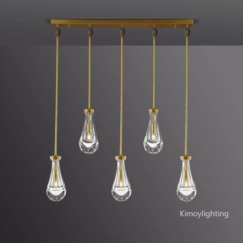 Raindrop Linear Dining Room Chandelier 5 Lights 36"L