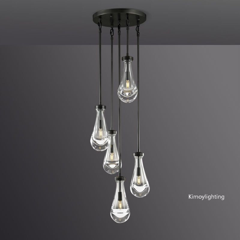 Raindrop Round Bedroom Chandelier 5 Lights 14"D