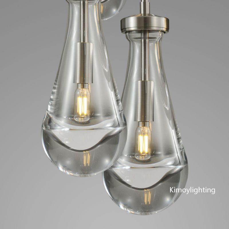 Raindrop Round Bedroom Chandelier 5 Lights 14"D