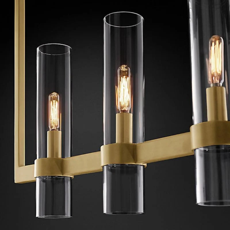 Ravella Blown Glass Linear Dining Room Chandelier 59"