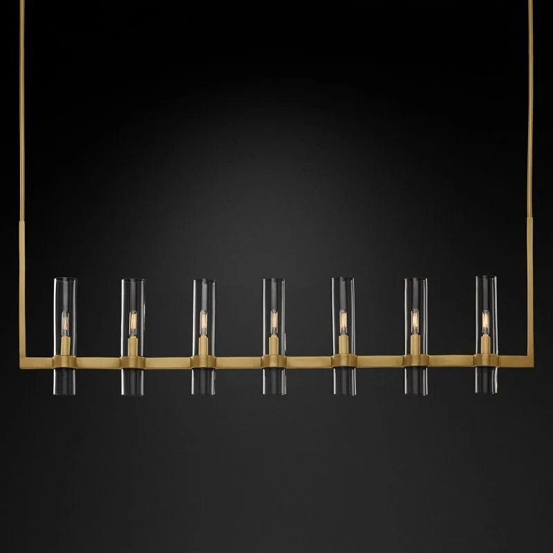 Ravella Blown Glass Linear Dining Room Chandelier 59"