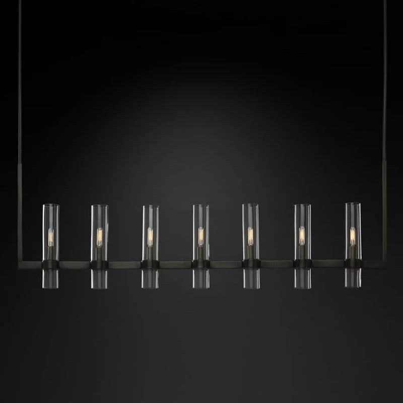 Ravella Blown Glass Linear Dining Room Chandelier 59"